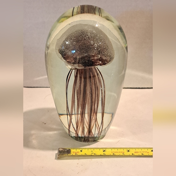 Brown Jellyfish Glass Paperweight. - Picture 2 of 8